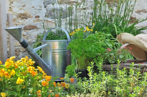Soft landscaping in Harlington with shrubs, flowers, and lawn